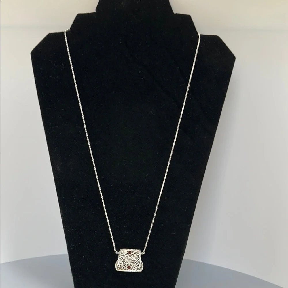 925 silver mini bag stones Pendant Necklace